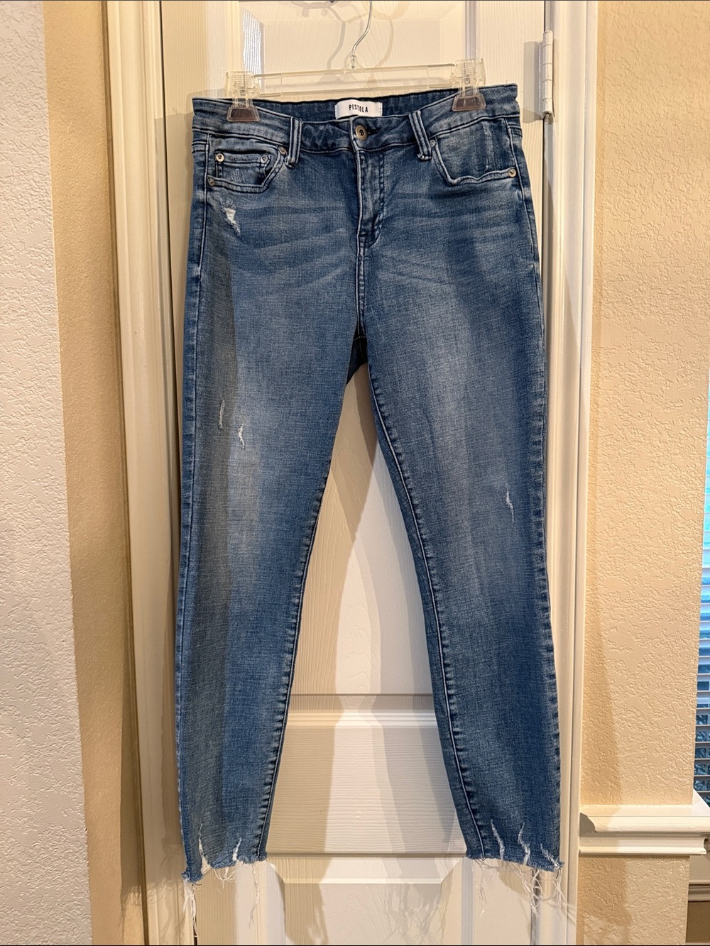 pistola Medium Blue Distressed Ankle Jeans